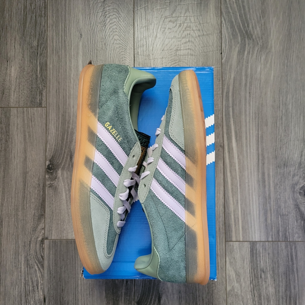 Adidas Gazelle Indoor Sneakers - Sage Green & White - Picture 2 of 6